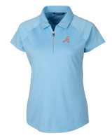 Atlanta Braves Cooperstown Cutter & Buck Forge Stretch Womens Short Sleeve Polo Atlas Light Blue Mannequin