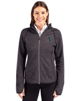 Arizona Diamondbacks Cooperstown Cutter & Buck Mainsail Full Zip Hooded Womens Jacket Charcoal Heather Front