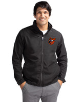 Baltimore Orioles Cooperstown Cutter & Buck Charter Eco Recycled Mens Full-Zip Jacket Black Front