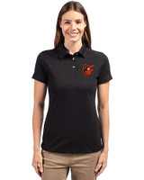Baltimore Orioles Cooperstown Cutter & Buck Advantage Eco Tri-Blend Pique Womens Polo Black Front