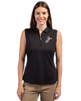 Cincinnati Reds Cooperstown Cutter & Buck Forge Stretch Womens Sleeveless Polo Black Front
