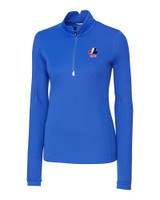 Montreal Expos Cooperstown Cutter & Buck Traverse Stretch Eco Quarter Zip Womens Pullover Chelan Blue Mannequin