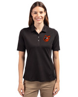 Baltimore Orioles Cooperstown Cutter & Buck Virtue Eco Pique Recycled Womens Polo Black Front
