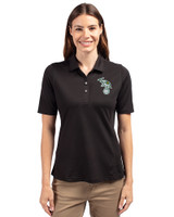 Athletics Cooperstown Cutter & Buck Virtue Eco Pique Recycled Womens Polo Black Front
