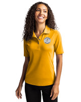 Milwaukee Brewers Cooperstown Cutter & Buck Virtue Eco Pique Recycled Womens Polo College Gold Front