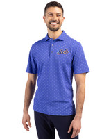 New York Mets Cooperstown Cutter & Buck Virtue Eco Pique Tile Print Recycled Mens Polo Chelan Blue Front