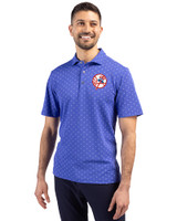 New York Yankees Cooperstown Cutter & Buck Virtue Eco Pique Tile Print Recycled Mens Polo Chelan Blue Front