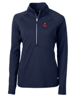 Boston Red Sox Cooperstown Cutter & Buck Adapt Eco Knit Stretch Recycled Womens Half Zip Pullover NVBU_MANN_HG 1