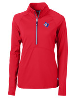 Texas Rangers Cooperstown Cutter & Buck Adapt Eco Knit Stretch Recycled Womens Half Zip Pullover RD_MANN_HG 1