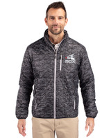 Chicago White Sox Cooperstown Cutter & Buck Rainier PrimaLoft® Mens Eco Insulated Full Zip Printed Puffer Jacket Black Front