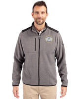 Milwaukee Brewers Cooperstown Cutter & Buck Cascade Eco Fleece Mens Full Zip Jacket Elemental Grey/Black Front