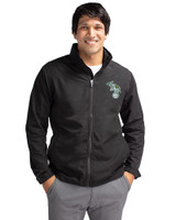 Athletics Cooperstown Cutter & Buck Charter Eco Knit Recycled Big & Tall Full-Zip Jacket Black Front