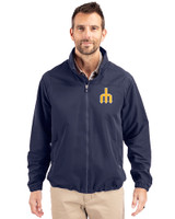 Seattle Mariners Cooperstown Cutter & Buck Charter Recycled Packable Mens Big & Tall Full Zip Jacket Navy Blue Front