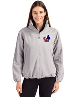 Montreal Expos Cooperstown Cutter & Buck Charter Eco Recycled Womens Full-Zip Jacket Polished Medium Gray Front
