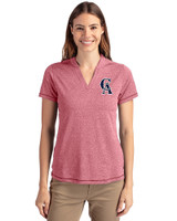 Los Angeles Angels Cooperstown Cutter & Buck Forge Eco Heathered Stretch Womens Blade Top Cardinal Red Heather Front