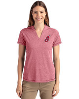 Cleveland Indians Cooperstown Cutter & Buck Forge Eco Heathered Stretch Womens Blade Top Cardinal Red Heather Front