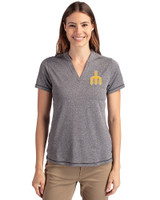 Seattle Mariners Cooperstown Cutter & Buck Forge Eco Heathered Stretch Womens Blade Top Charcoal Heather Front