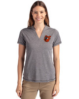 Baltimore Orioles Cooperstown Cutter & Buck Forge Eco Heathered Stretch Womens Blade Top Charcoal Heather Front