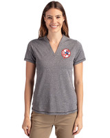 New York Yankees Cooperstown Cutter & Buck Forge Eco Heathered Stretch Womens Blade Top Charcoal Heather Front