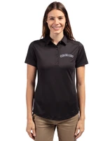 Colorado Rockies Cooperstown Cutter & Buck Prospect Eco Textured Stretch Recycled Womens Short Sleeve Polo Black Front