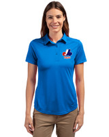 Montreal Expos Cooperstown Cutter & Buck Prospect Eco Textured Stretch Recycled Womens Short Sleeve Polo Digital Front