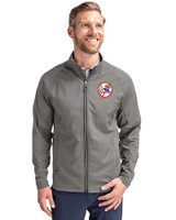 New York Yankees Cooperstown Cutter & Buck Adapt Eco Knit Hybrid Recycled Mens Full Zip Jacket Elemental Grey Front