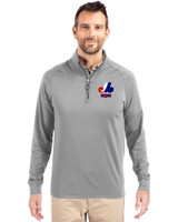 Montreal Expos Cooperstown Cutter & Buck Adapt Eco Knit Stretch Recycled Mens Big and Tall Quarter Zip Pullover Polished Medium Gray Front