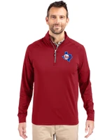 Texas Rangers Cooperstown Cutter & Buck Adapt Recycled Soft Knit Stretch  Mens Quarter Zip Pullover Cardinal Red Front