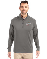 Los Angeles Dodgers Cooperstown Cutter & Buck Adapt Eco Knit Stretch Recycled Mens Quarter Zip Pullover Elemental Grey Front