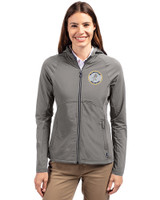 Milwaukee Brewers Cooperstown Cutter & Buck Adapt Eco Knit Hybrid Recycled Womens Full Zip Jacket Elemental Grey Front