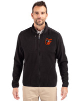 Baltimore Orioles Cooperstown Cutter & Buck Cascade Eco Sherpa Mens Big & Tall Fleece Jacket Black Front