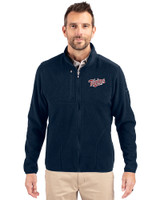 Minnesota Twins Cooperstown Cutter & Buck Cascade Eco Sherpa Mens Big & Tall Fleece Jacket Navy Blue Front