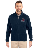 St. Louis Cardinals Cooperstown Cutter & Buck Cascade Eco Sherpa Mens Big & Tall Fleece Jacket Navy Blue Front