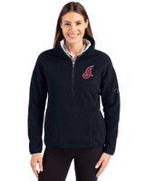 Cleveland Indians Cooperstown Cutter & Buck Cascade Eco Fleece Womens Pullover Jacket Navy Blue Front