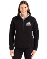 Chicago White Sox Cooperstown Cutter & Buck Cascade Eco Fleece Womens Pullover Jacket Black Front