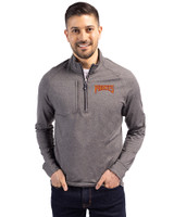 Pittsburgh Pirates Cooperstown Cutter & Buck Adapt Eco Knit Heather Mens Quarter Zip Pullover Black Heather Front