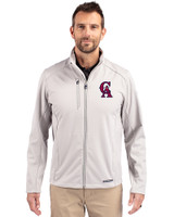 Los Angeles Angels Cooperstown Cutter & Buck Evoke Softshell Recycled Full Zip Mens Jacket CONCRETE Front
