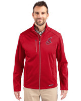 Cleveland Indians Cooperstown Cutter & Buck Evoke Softshell Recycled Full Zip Mens Jacket Cardinal Red Front
