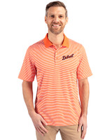 Detroit Tigers Cooperstown Cutter & Buck Forge Tonal Stripe Stretch Mens Big and Tall Polo College Orange Front