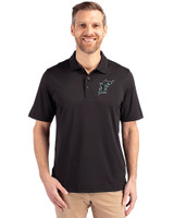 Miami Marlins Cooperstown Cutter & Buck Forge Stretch Mens Big & Tall Polo Black Front
