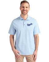 Kansas City Royals Cooperstown Cutter & Buck Virtue Eco Pique Stripe Recycled Mens Big and Tall Polo Atlas Light Blue Front