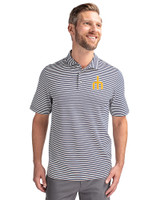 Seattle Mariners Cooperstown Cutter & Buck Virtue Eco Pique Stripe Recycled Mens Big and Tall Polo Navy Blue Front
