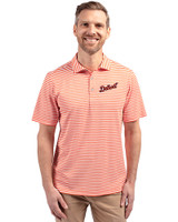 Detroit Tigers Cooperstown Cutter & Buck Virtue Eco Pique Stripe Recycled Mens Big and Tall Polo College Orange Front