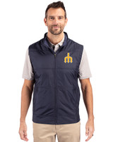 Seattle Mariners Cooperstown Cutter & Buck Stealth Recycled Hybrid Quilted Mens Big & Tall Windbreaker Vest Liberty Navy Front
