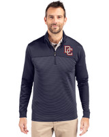 Washington Nationals Cooperstown Cutter & Buck Traverse Stretch Eco Stripe Quarter Zip Mens Big and Tall Pullover Liberty Navy Front