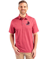 St. Louis Cardinals Cooperstown Cutter & Buck Pike Banner Print Stretch Mens Big & Tall Polo Cardinal Red Front
