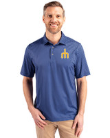 Seattle Mariners Cooperstown Cutter & Buck Pike Banner Print Stretch Mens Big & Tall Polo Navy Blue Front