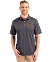 Houston Astros Cooperstown Cutter & Buck Pike Banner Print Stretch Mens Big & Tall Polo Black Front