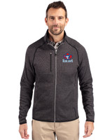 Toronto Blue Jays Cooperstown Cutter & Buck Mainsail Sweater-Knit Mens Big and Tall Full Zip Jacket Charcoal Heather Front