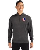Montreal Expos Cooperstown Cutter & Buck Lakemont Tri-Blend Mens Big and Tall Quarter Zip Pullover Sweater Charcoal Heather Front